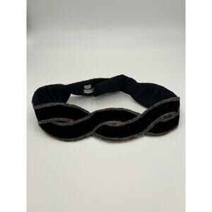 💕Vintage Black Velvet Beaded Fabric Belt